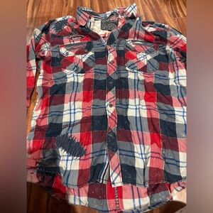 Affliction Black Premium Button Up Shirt Mens 2X-Large Slim L/S Embroidered